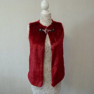 NWOT Michael Kors burgandy faux fur vest love xs (B16)